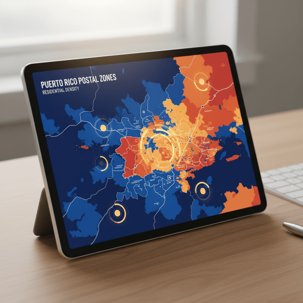 Mapa digital mostrando segmentación por código postal